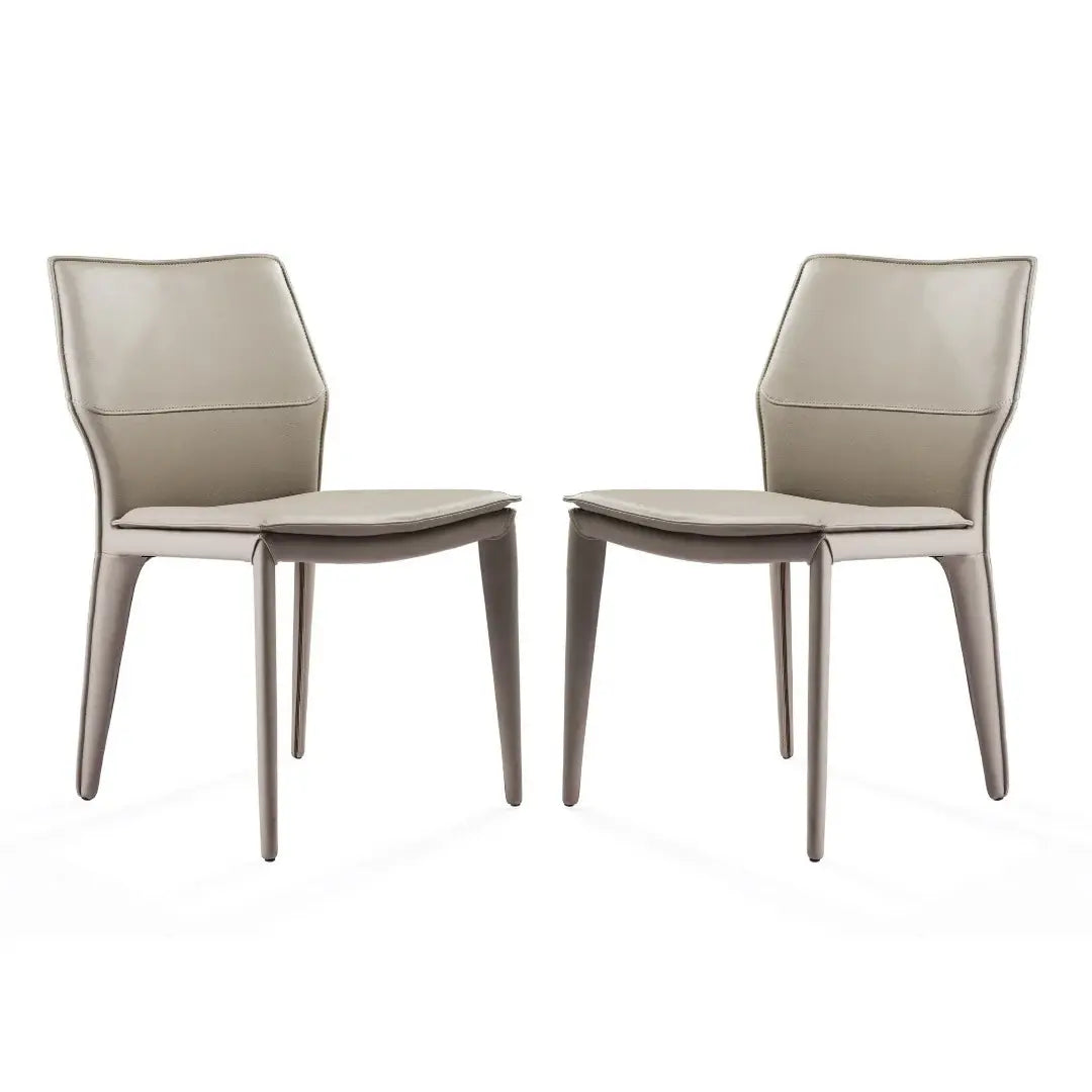 Set of Two Taupe Upholstered Faux Leather Dining Side Chairs - Homeroots - Flyclothing LLC