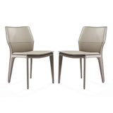 Set of Two Taupe Upholstered Faux Leather Dining Side Chairs - Homeroots - Flyclothing LLC
