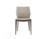 Set of Two Taupe Upholstered Faux Leather Dining Side Chairs - Homeroots