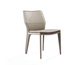 Set of Two Taupe Upholstered Faux Leather Dining Side Chairs - Homeroots
