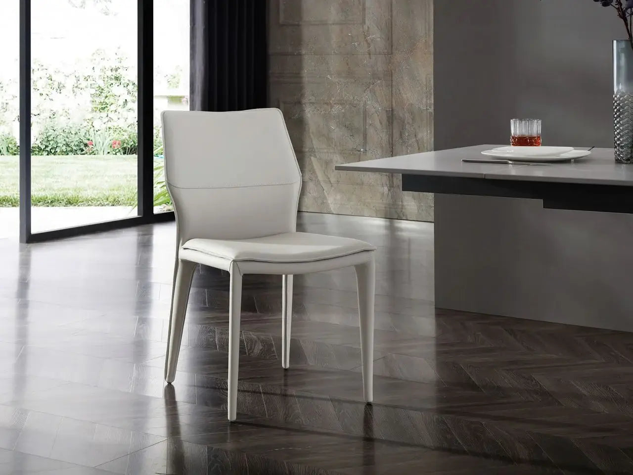 Set of Two Taupe Upholstered Faux Leather Dining Side Chairs - Homeroots - Flyclothing LLC