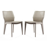 Set of Two Taupe Upholstered Faux Leather Dining Side Chairs - Homeroots - Flyclothing LLC