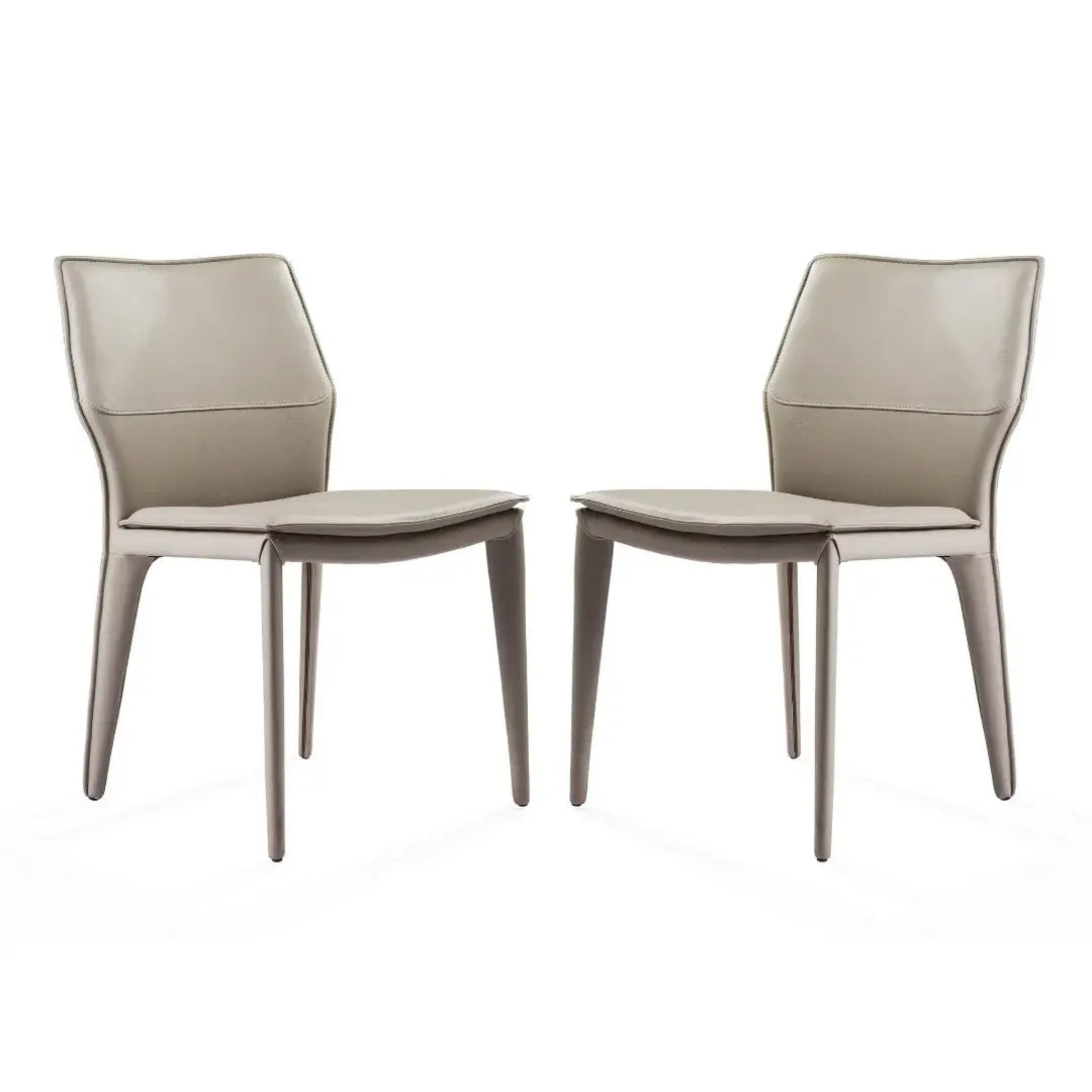 Set of Two Taupe Upholstered Faux Leather Dining Side Chairs - Homeroots - Flyclothing LLC