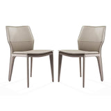 Set of Two Taupe Upholstered Faux Leather Dining Side Chairs - Homeroots - Flyclothing LLC