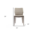 Set of Two Taupe Upholstered Faux Leather Dining Side Chairs - Homeroots - Flyclothing LLC