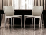 Set of Two Taupe Upholstered Faux Leather Dining Side Chairs - Homeroots - Flyclothing LLC