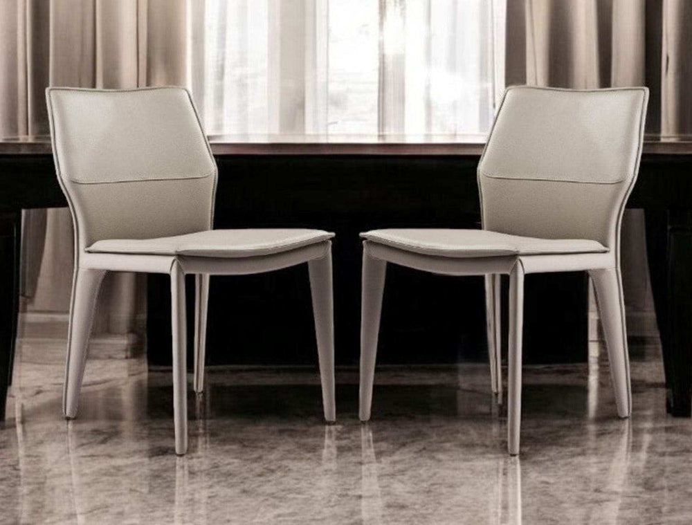 Set of Two Taupe Upholstered Faux Leather Dining Side Chairs - Homeroots - Flyclothing LLC