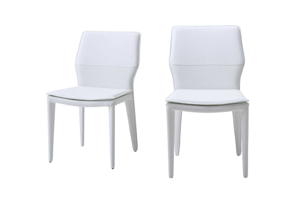 Set of Two White Slipcovered Upholstered Faux Leather Dining s - Homeroots - Flyclothing LLC