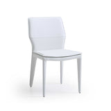 Set of Two White Slipcovered Upholstered Faux Leather Dining s - Homeroots
