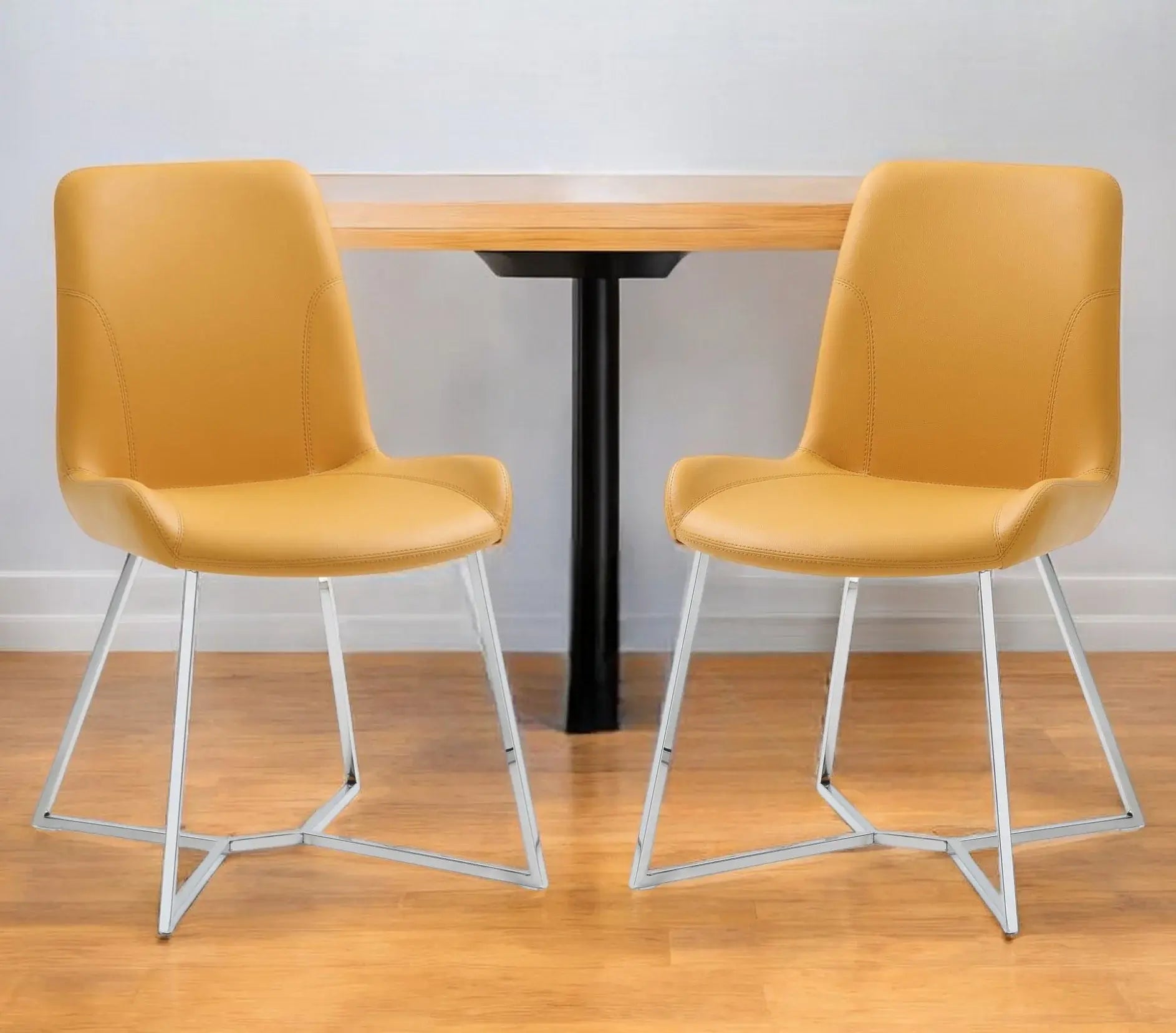 Set Of 2 Yellow Faux Leather Dining Chairs - Homeroots - Flyclothing LLC