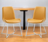 Set Of 2 Yellow Faux Leather Dining Chairs - Homeroots