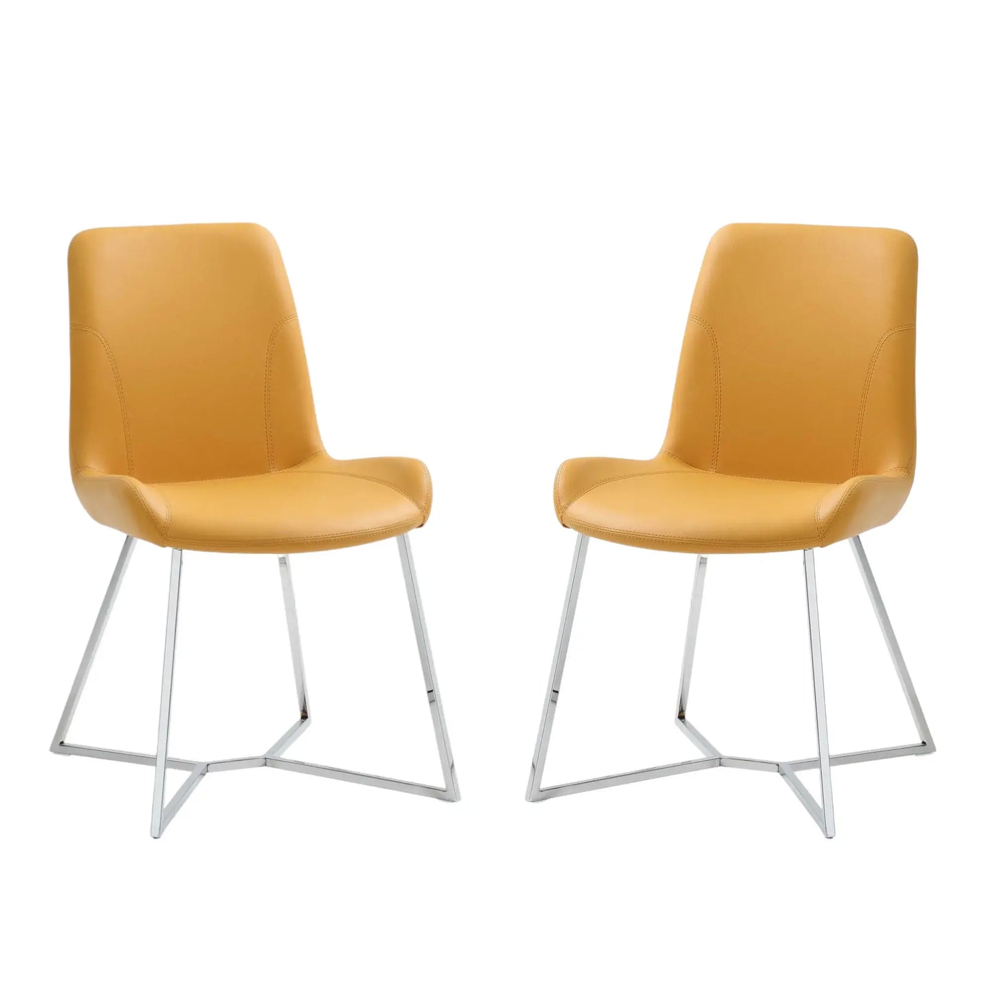 Set Of 2 Yellow Faux Leather Dining Chairs - Homeroots - Flyclothing LLC