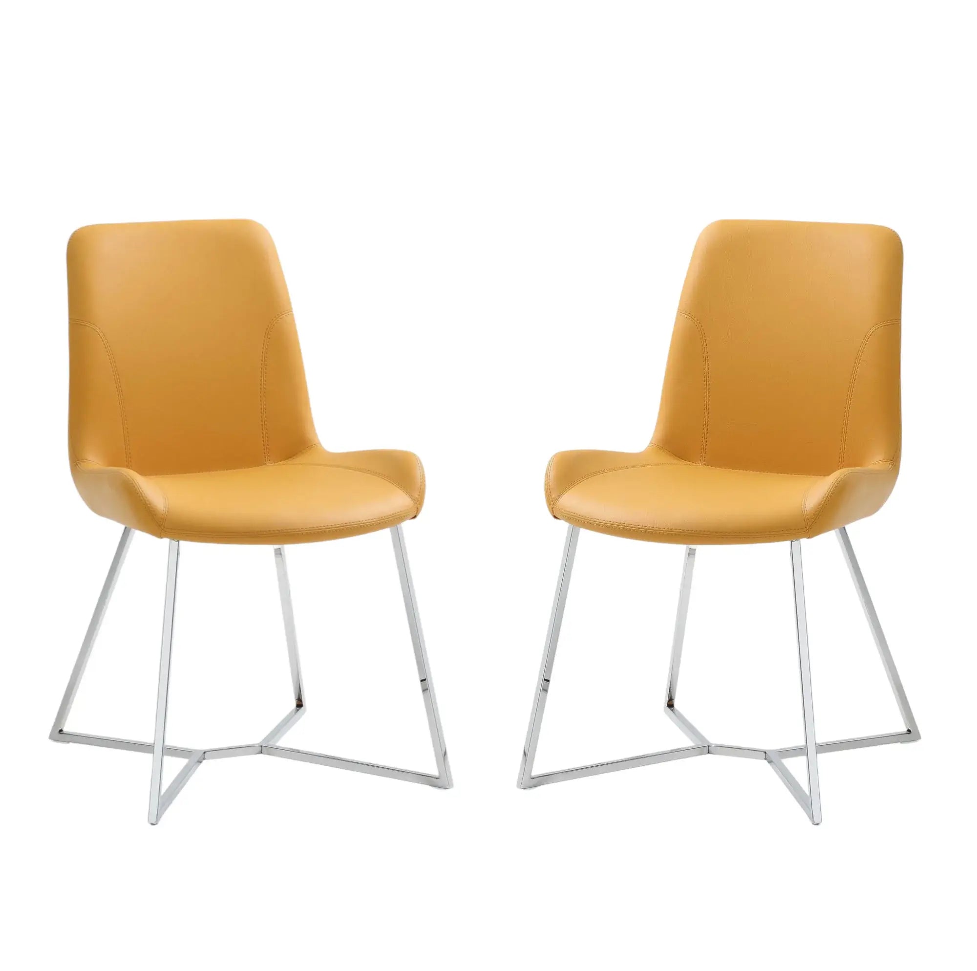 Set Of 2 Yellow Faux Leather Dining Chairs - Homeroots - Flyclothing LLC