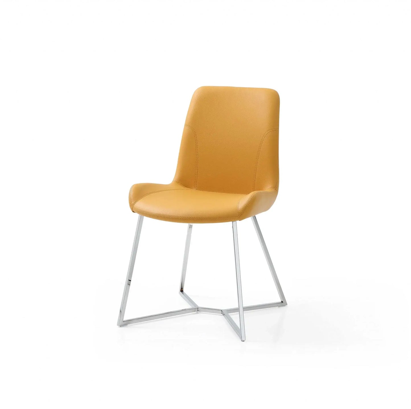 Set Of 2 Yellow Faux Leather Dining Chairs - Homeroots - Flyclothing LLC
