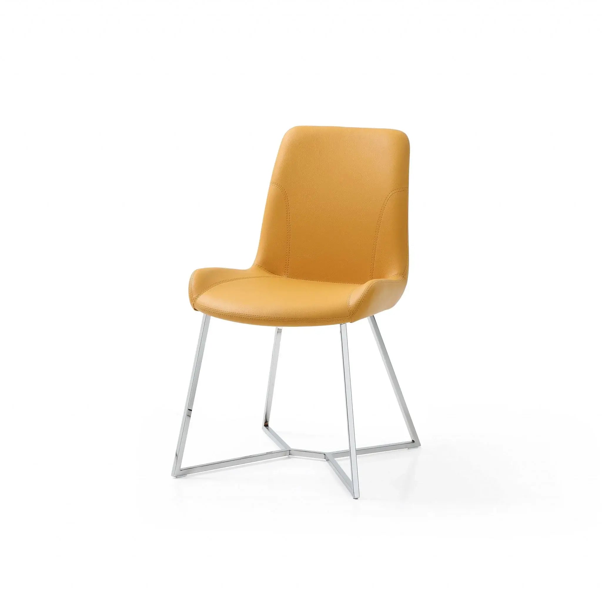 Set Of 2 Yellow Faux Leather Dining Chairs - Homeroots - Flyclothing LLC