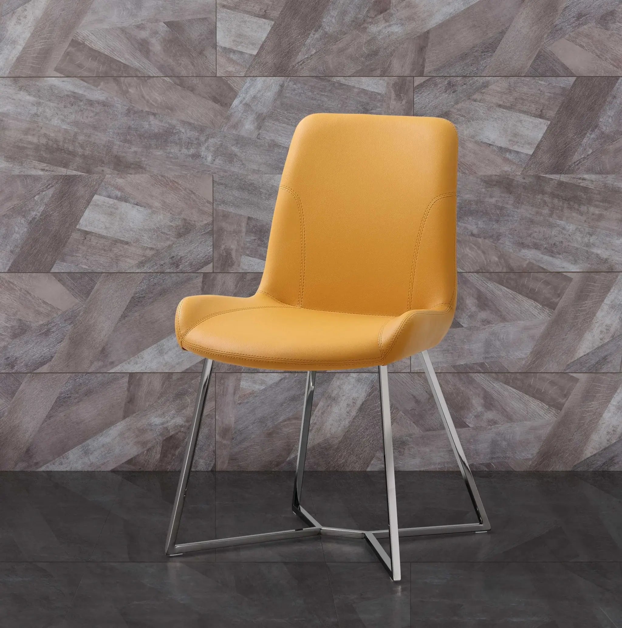 Set Of 2 Yellow Faux Leather Dining Chairs - Homeroots - Flyclothing LLC