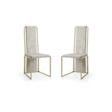 Set Of 2 Ultra Modern Beige Suede And Gold Dining Chairs - Homeroots - Flyclothing LLC