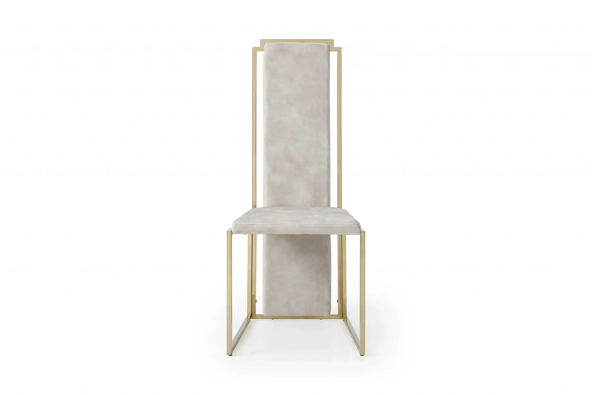 Set Of 2 Ultra Modern Beige Suede And Gold Dining Chairs - Homeroots - Flyclothing LLC
