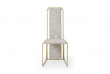 Set Of 2 Ultra Modern Beige Suede And Gold Dining Chairs - Homeroots
