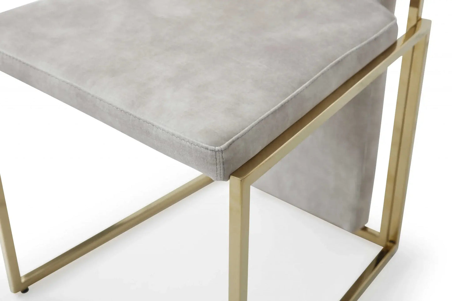 Set Of 2 Ultra Modern Beige Suede And Gold Dining Chairs - Homeroots - Flyclothing LLC