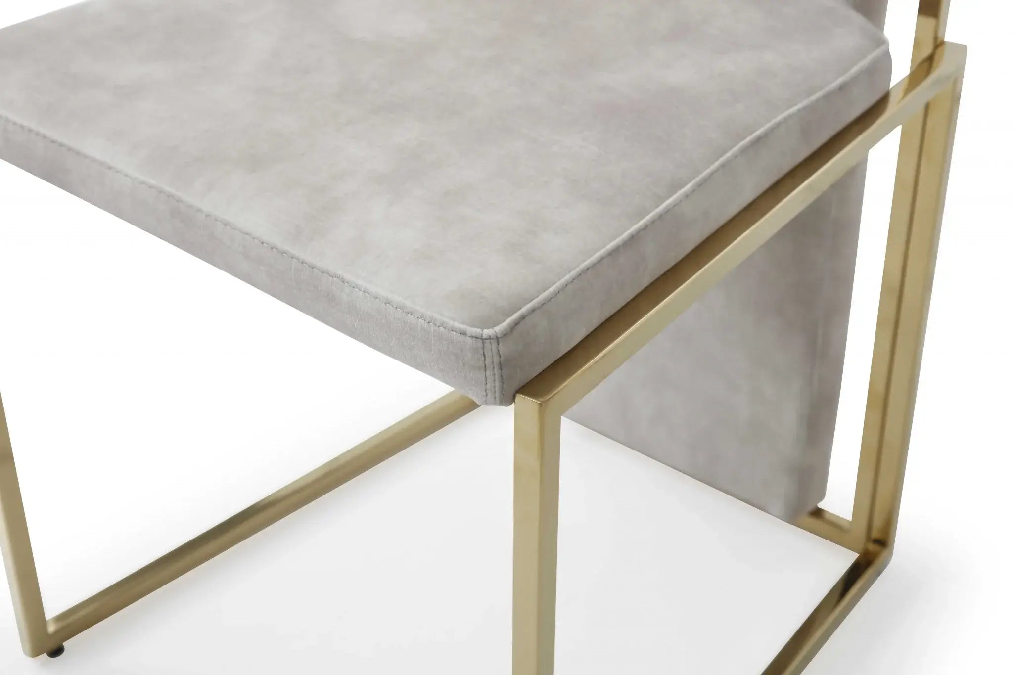Set Of 2 Ultra Modern Beige Suede And Gold Dining Chairs - Homeroots - Flyclothing LLC