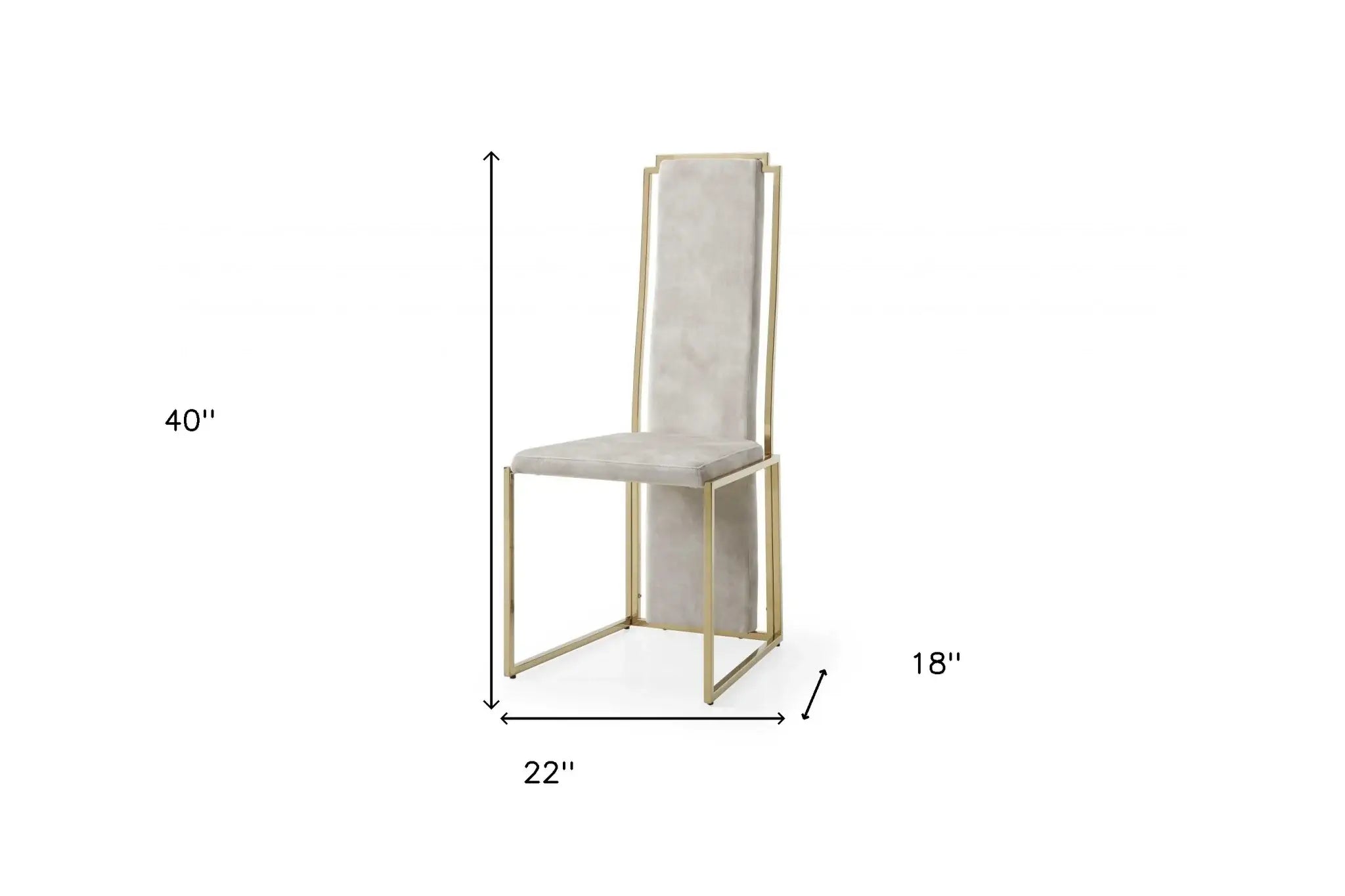 Set Of 2 Ultra Modern Beige Suede And Gold Dining Chairs - Homeroots - Flyclothing LLC