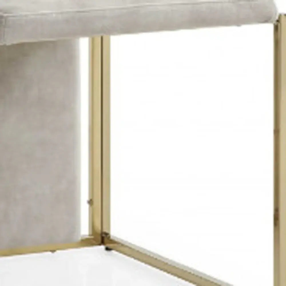Set Of 2 Ultra Modern Beige Suede And Gold Dining Chairs - Homeroots - Flyclothing LLC