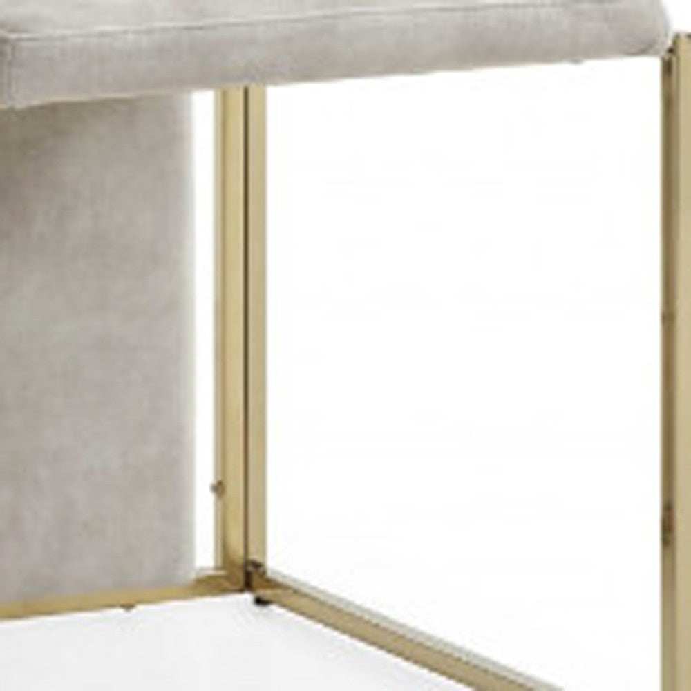 Set Of 2 Ultra Modern Beige Suede And Gold Dining Chairs - Homeroots - Flyclothing LLC