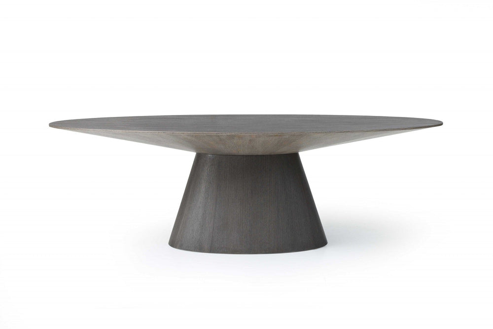 95" Gray Rounded Solid Wood Pedestal Base Dining Table - Homeroots