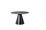 47" Gray Rounded Stone And Iron Pedestal Base Dining Table - Homeroots - Flyclothing LLC