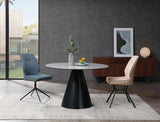 47" Gray Rounded Stone And Iron Pedestal Base Dining Table - Homeroots - Flyclothing LLC