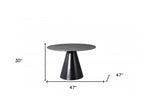47" Gray Rounded Stone And Iron Pedestal Base Dining Table - Homeroots - Flyclothing LLC
