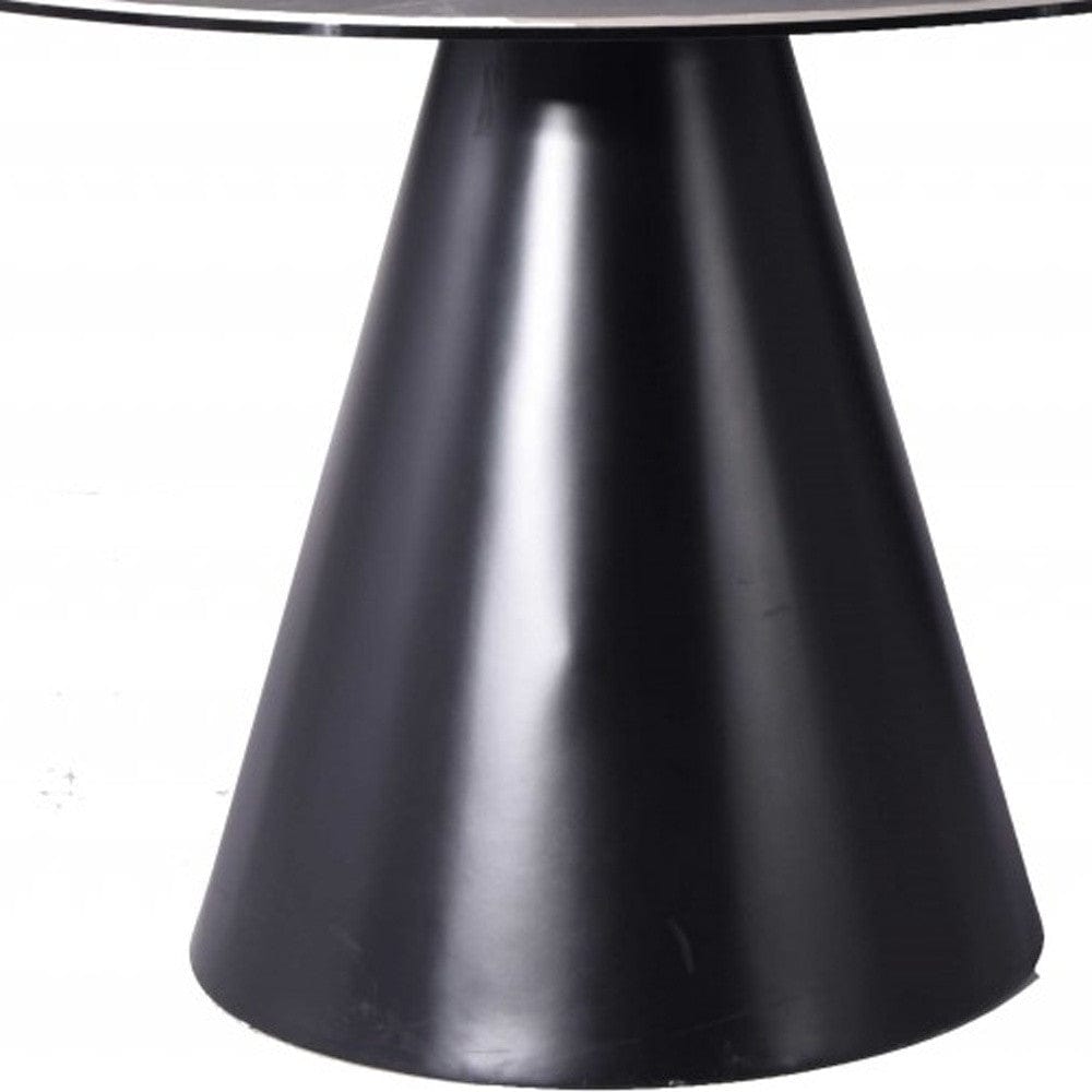 47" Gray Rounded Stone And Iron Pedestal Base Dining Table - Homeroots - Flyclothing LLC