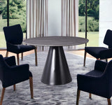 47" Gray Rounded Stone And Iron Pedestal Base Dining Table - Homeroots - Flyclothing LLC
