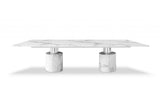 120" White Marble Double Pedestal Base Dining Table - Homeroots - Flyclothing LLC
