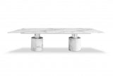 120" White Marble Double Pedestal Base Dining Table - Homeroots - Flyclothing LLC