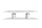 120" White Marble Double Pedestal Base Dining Table - Homeroots - Flyclothing LLC