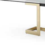 87" Clear And Gold Glass And Stainless Steel Double Pedestal Base Dining Table - Homeroots - Flyclothing LLC