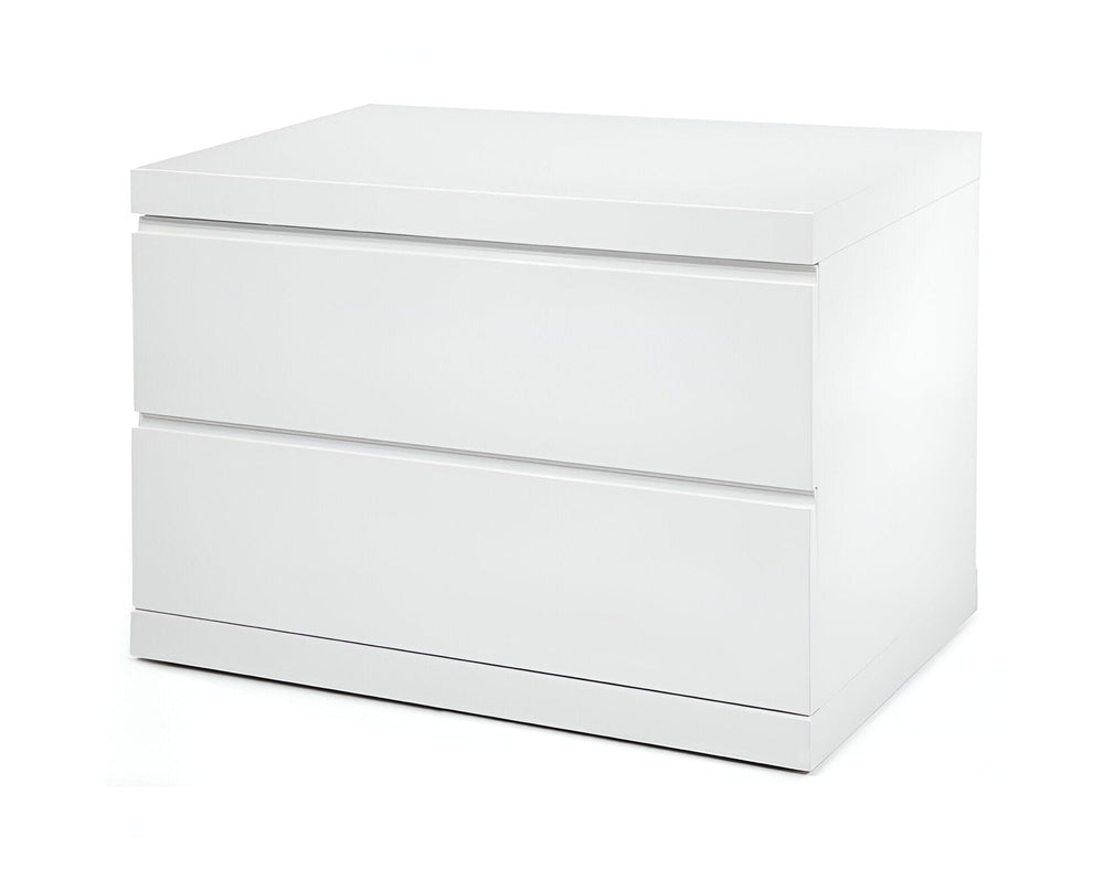 20" White Two Drawer Glossy Finish Nightstand - Homeroots - Flyclothing LLC