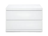 20" White Two Drawer Glossy Finish Nightstand - Homeroots - Flyclothing LLC