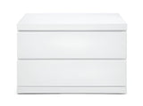 20" White Two Drawer Glossy Finish Nightstand - Homeroots
