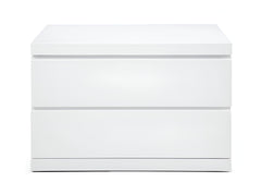 20" White Two Drawer Glossy Finish Nightstand