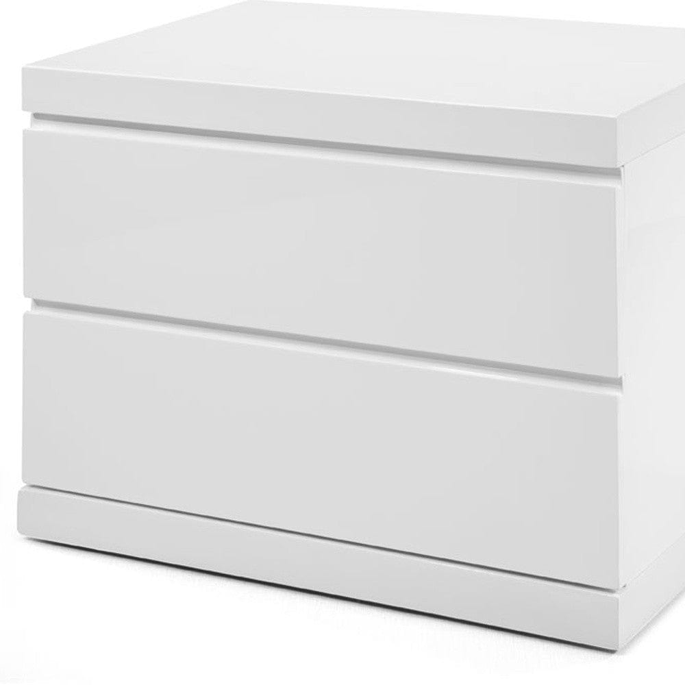 18" White Two Drawers Nightstand - Homeroots - Flyclothing LLC