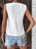 Tassel Printed V-Neck Tank - Trendsi - Flyclothing LLC