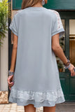 Lace Detail Round Neck Short Sleeve Dress - Trendsi