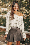 Striped V-Neck Drop Shoulder Sweater - Trendsi - Flyclothing LLC