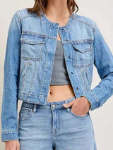 Snap Down Dropped Cargo Denim Jacket - Trendsi - Flyclothing LLC