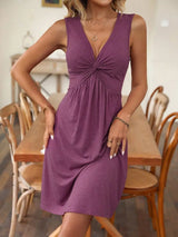 Twisted Front V-Neck Sleeveless Dress - Trendsi - Flyclothing LLC