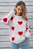 Angel Wings Heart Round Neck Long Sleeve Sweater - Trendsi