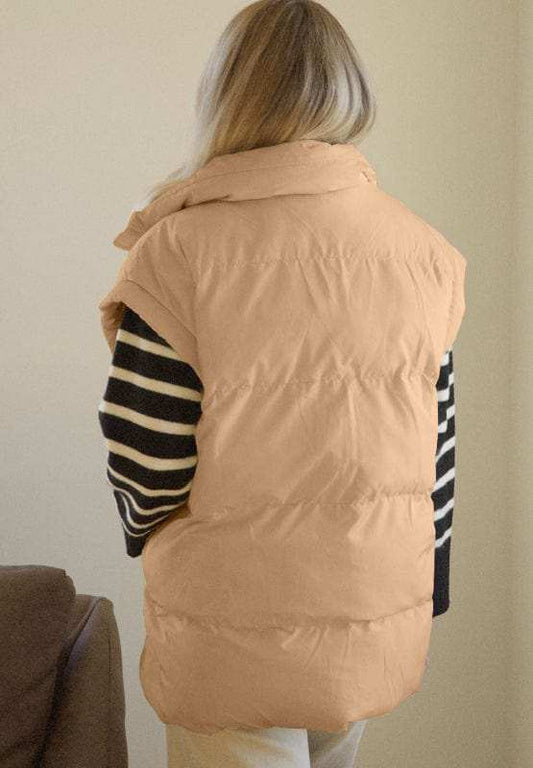 Zip Up Vest Coat with Pockets - Trendsi - Flyclothing LLC
